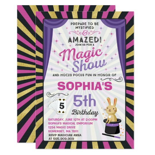 Magician Birthday Invitation Magic Show Party Zazzle Com