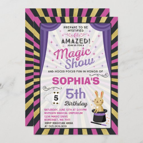 Magician Birthday Invitation Magic Show Party