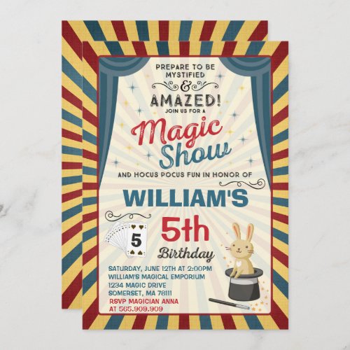 Magician Birthday Invitation Magic Show Party