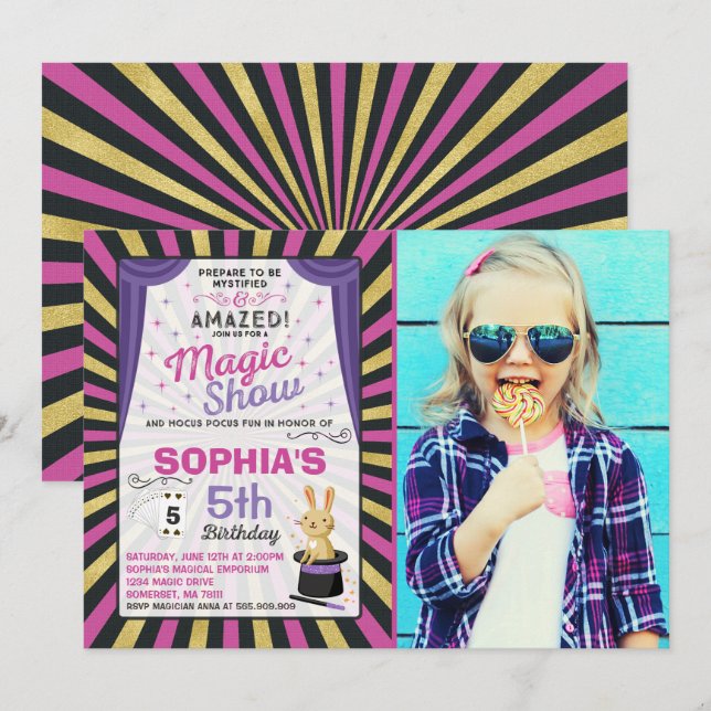 Magician Birthday Invitation Magic Show Party (Front/Back)