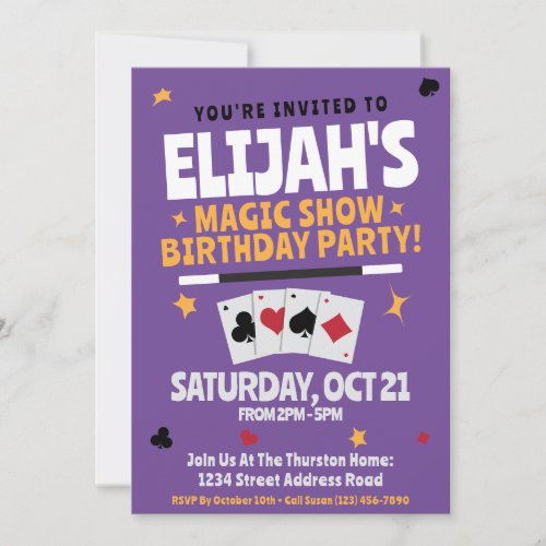 Magician Birthday Invitation _ Wand  Cards