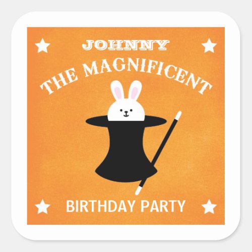 Magician Birthday Party Favor Sticker
