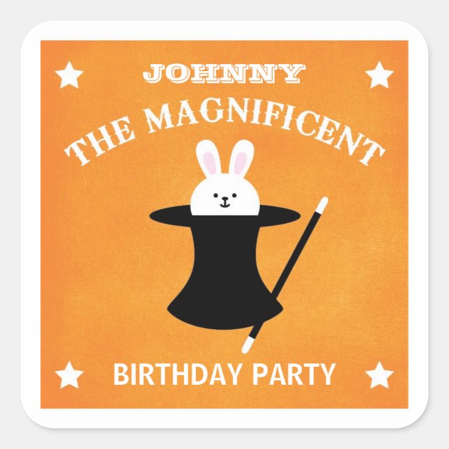 Magician Birthday Party Favor Sticker (Front)