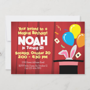 Magician Birthday Party Invite - Top Hat & Rabbit