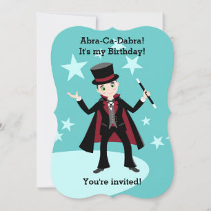 Magician boy birthday party invitation