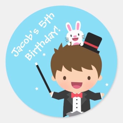 Magician Boy Kids Magic Birthday Party Classic Round Sticker