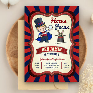 Magician Boy Kids Magic Show Birthday Party Invite
