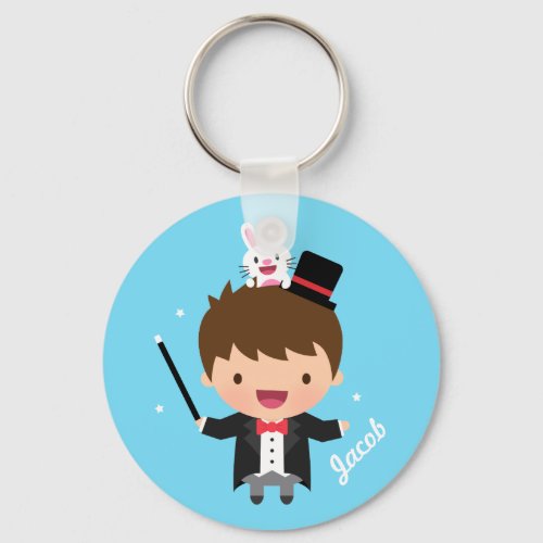 Magician Boy Magic Bunny Trick For Kids Keychain