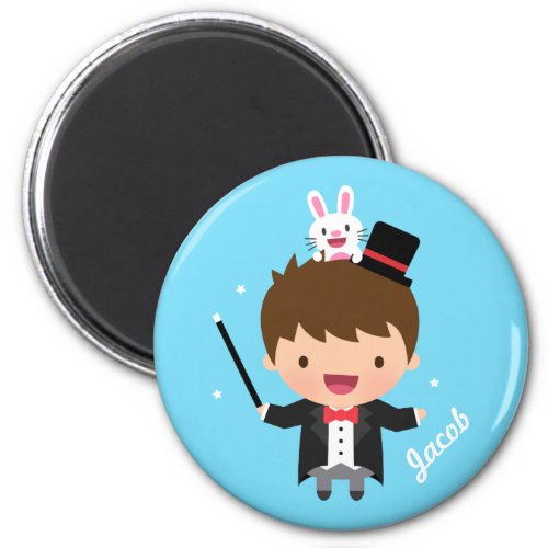 Magician Boy Magic Bunny Trick Personalized Magnet