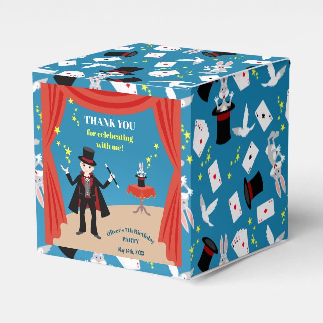 Magician Boy Show Birthday Party Favor Boxes (Front Side)