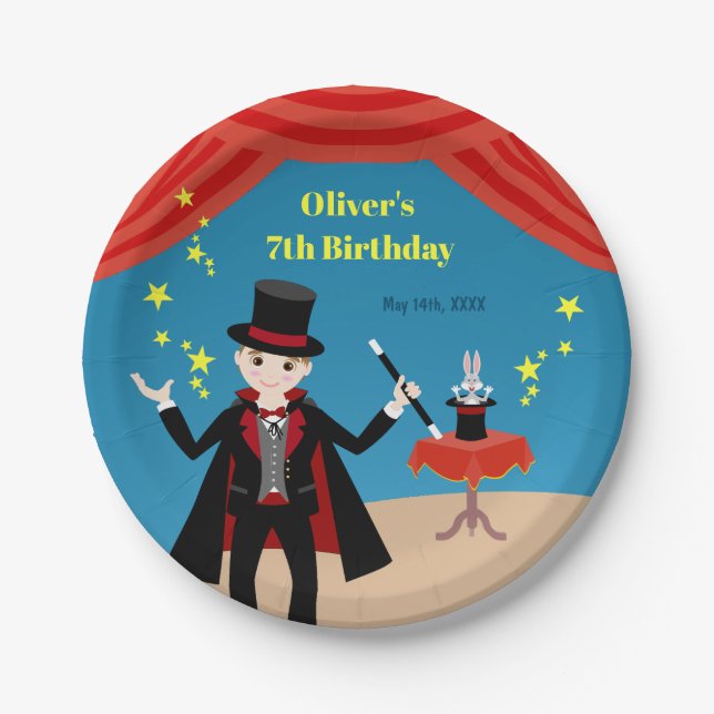 Magician Boy Show Birthday Party Paper Plates (Front)