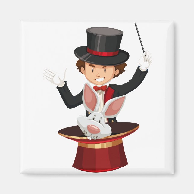 Magician cartoon character magnet (Front)