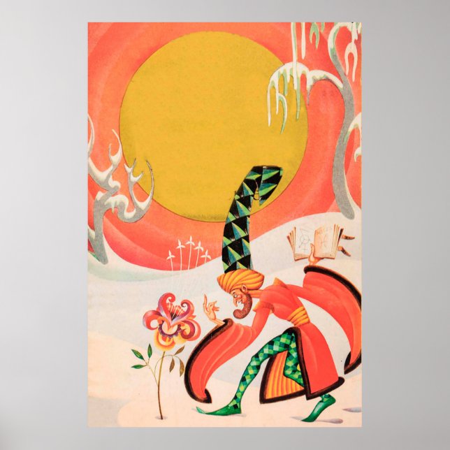 Magician Casting A Spell on a Flower Poster (Front)