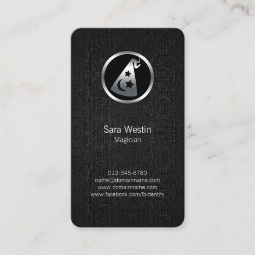Magician Chrome Wizard Hat Icon Business Card
