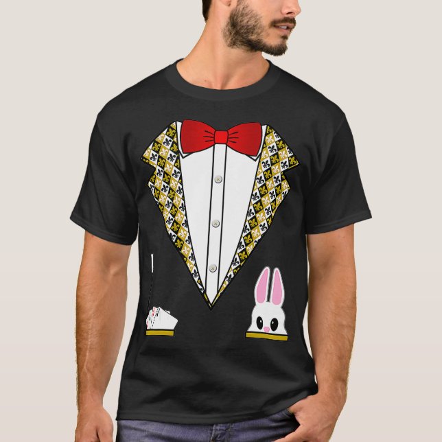 Magician Costume  Funny Tuxedo  For Kids  Adults  T-Shirt (Front)