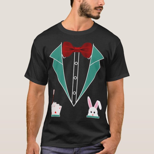 Magician Costume Funny Tuxedo  T-Shirt (Front)