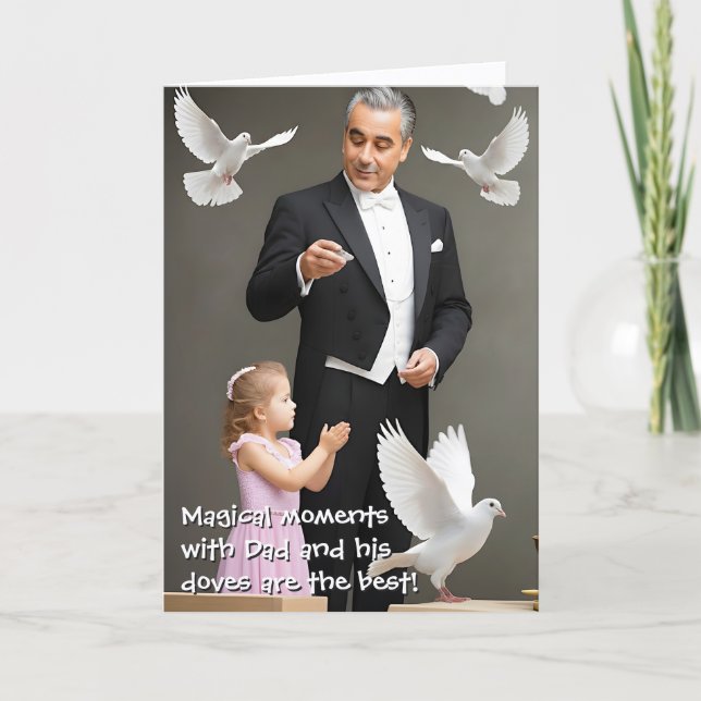 Magician Dad and Daughter (2) - Father's Day Holiday Card (Front)