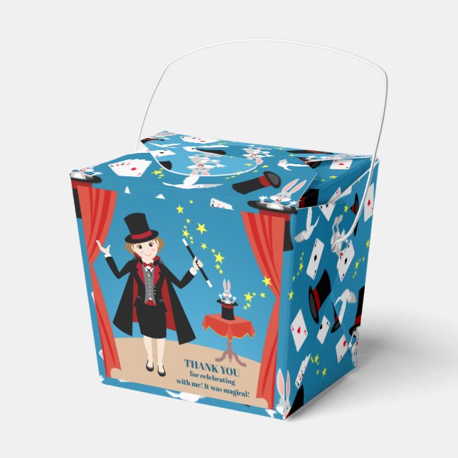 Magician Girl Show Birthday Party Favor Boxes (Front Side)