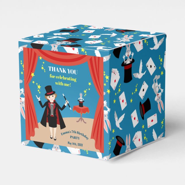 Magician Girl Show Birthday Party Favor Boxes (Front Side)