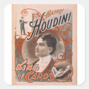 Magician Harry Houdini The King Of Cards Square Sticker