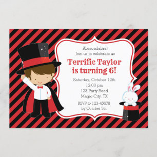 Magician Invitations for Boys (Red Black)