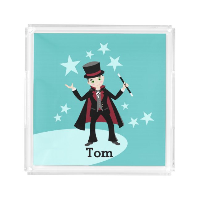 Magician kid birthday party acrylic tray (Front)
