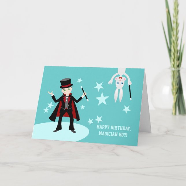 Magician kid birthday party card (Front)
