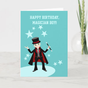 Magician kid birthday party card