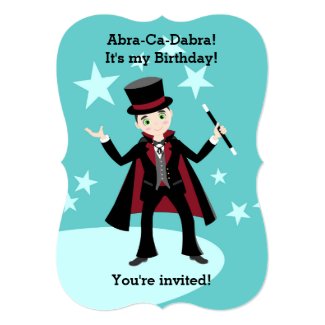 Magician kid birthday party card
