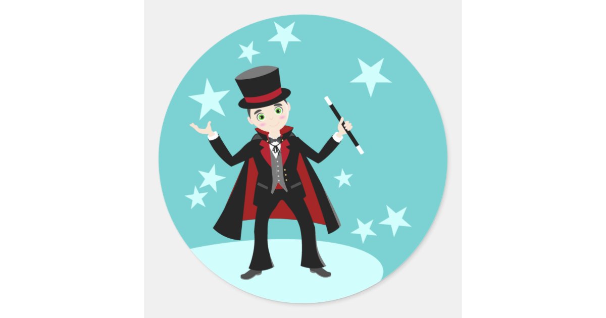 Magician kid birthday party classic round sticker | Zazzle