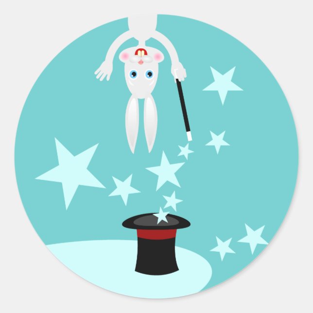 Magician kid birthday party classic round sticker (Front)
