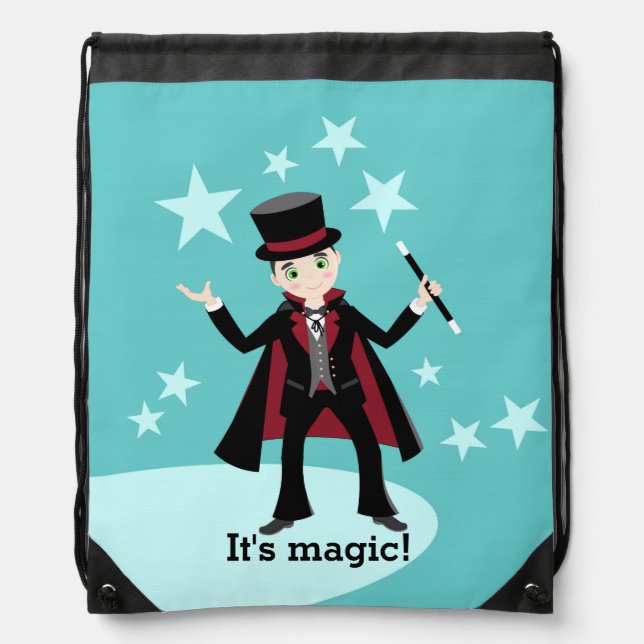 Magician kid birthday party drawstring bag (Front)
