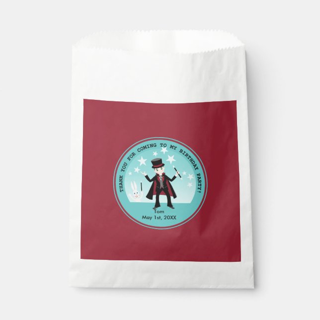 Magician kid birthday party favor bag (Front)