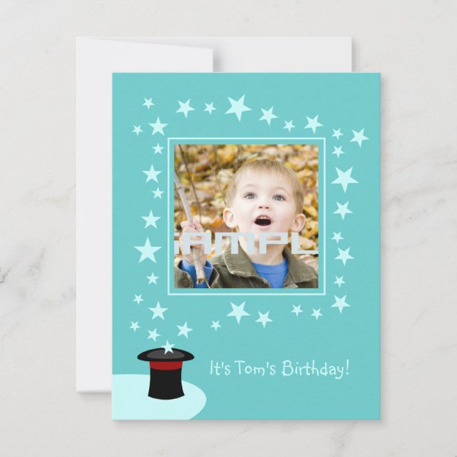 Magician kid birthday party invitation (Front)