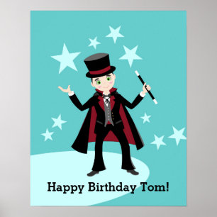 Magician kid birthday party poster