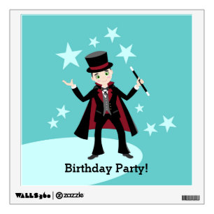 Magician kid birthday party wall decal