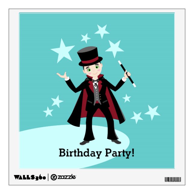 Magician kid birthday party wall decal (Front)