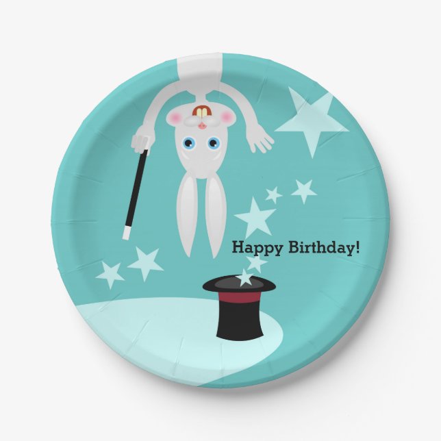 Magician kids birthday party paper plates (Front)