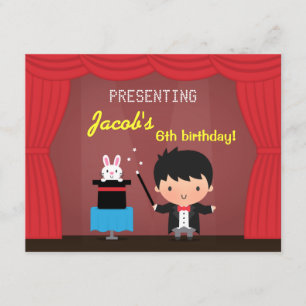 Magician Kids Magic Birthday Party Invitations