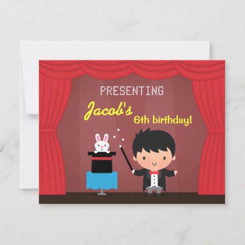 Magician Kids Magic Birthday Party Invitations