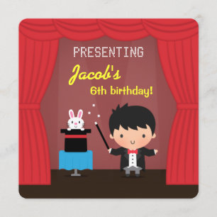 Magician Kids Magic Birthday Party Invitations