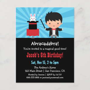 Magician Kids Magic Birthday Party Invitations