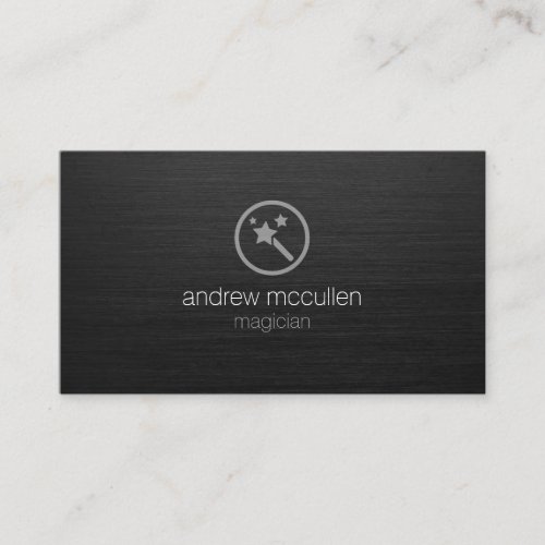 Magician Magic Wand Icon Dark Brushed Metal Business Card