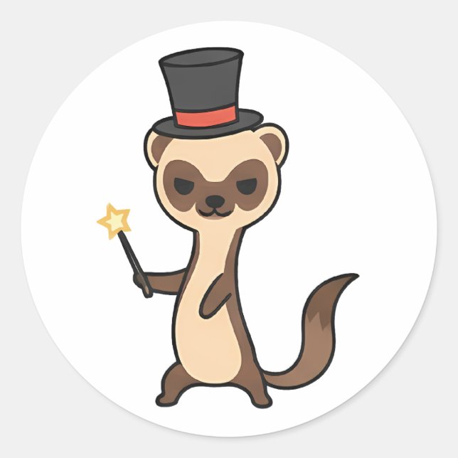 Magician Meerkat Classic Round Sticker (Front)