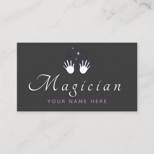 Magician Mystery Hands Sparkle Social Media Magic  Business Card