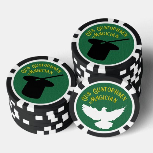 Magician Personalized Top Hat and Dove Poker Chips