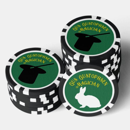 Magician Personalized Top Hat and Rabbit  Poker Chips
