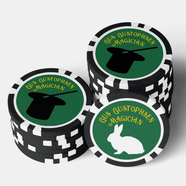 Magician Personalized Top Hat and Rabbit  Poker Chips (Stack)