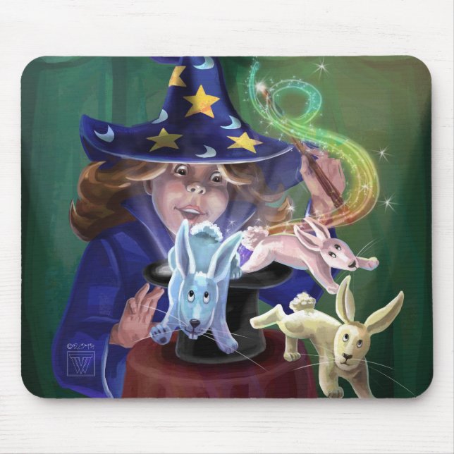 Magician Pulling Rabbits from a Hat Mouse Pad (Front)