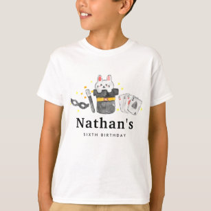Magician Rabbit Hat Magic Show Birthday Kid's Name T-Shirt